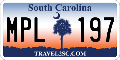 SC license plate MPL197