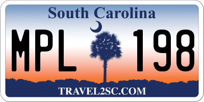 SC license plate MPL198