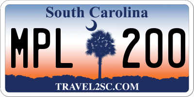 SC license plate MPL200