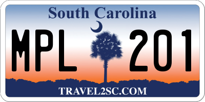 SC license plate MPL201