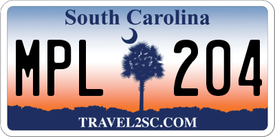 SC license plate MPL204