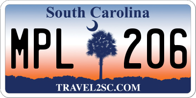 SC license plate MPL206