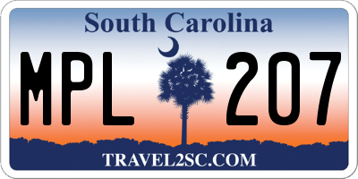 SC license plate MPL207