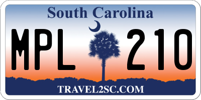 SC license plate MPL210