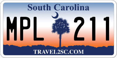 SC license plate MPL211