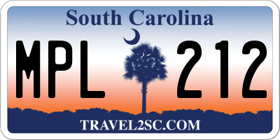 SC license plate MPL212