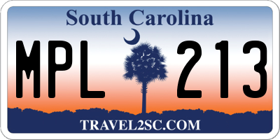 SC license plate MPL213