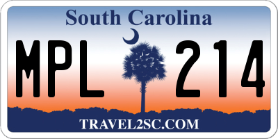 SC license plate MPL214