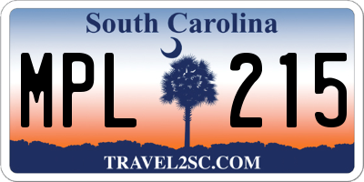 SC license plate MPL215