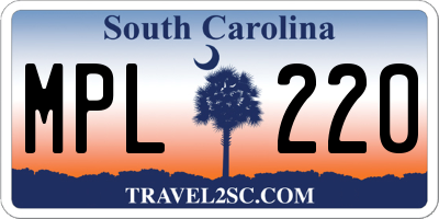 SC license plate MPL220