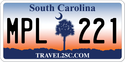 SC license plate MPL221