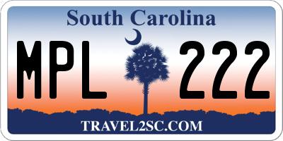 SC license plate MPL222
