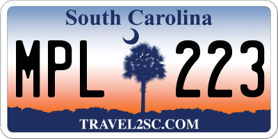 SC license plate MPL223