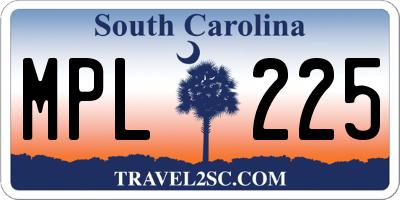 SC license plate MPL225