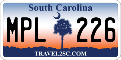 SC license plate MPL226