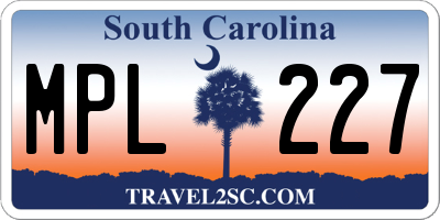 SC license plate MPL227