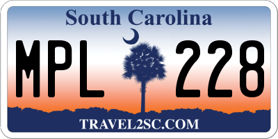 SC license plate MPL228