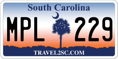 SC license plate MPL229