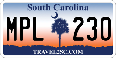 SC license plate MPL230