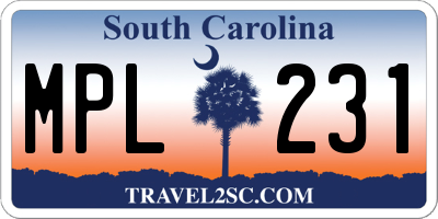 SC license plate MPL231