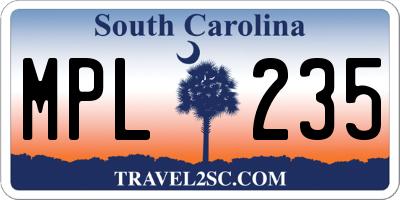 SC license plate MPL235