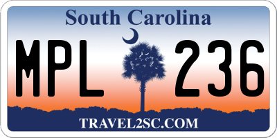 SC license plate MPL236