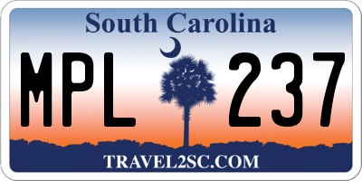 SC license plate MPL237