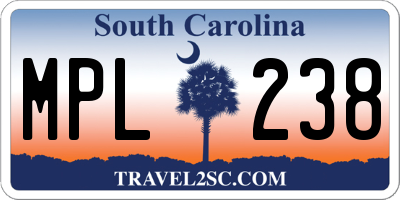 SC license plate MPL238