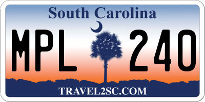 SC license plate MPL240