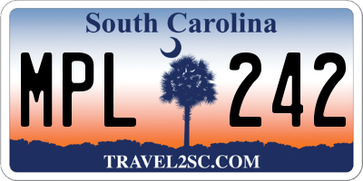 SC license plate MPL242