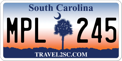 SC license plate MPL245