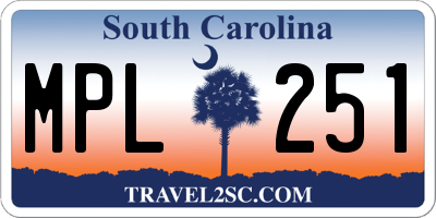 SC license plate MPL251