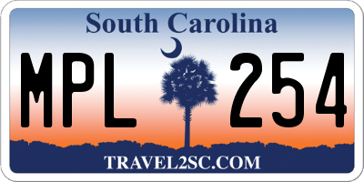 SC license plate MPL254
