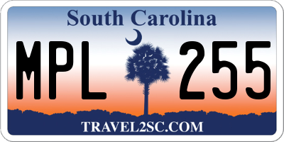 SC license plate MPL255