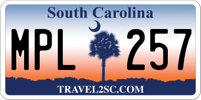SC license plate MPL257