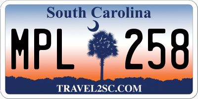 SC license plate MPL258