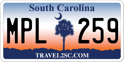 SC license plate MPL259