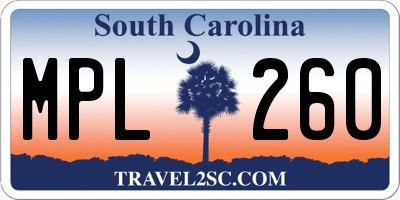 SC license plate MPL260