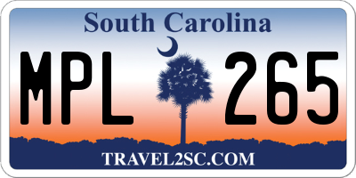 SC license plate MPL265