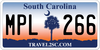 SC license plate MPL266