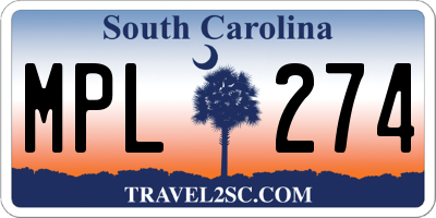 SC license plate MPL274