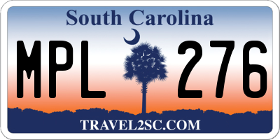 SC license plate MPL276