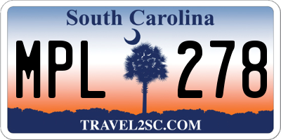SC license plate MPL278