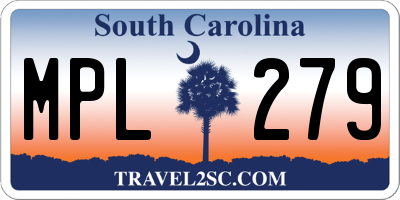 SC license plate MPL279