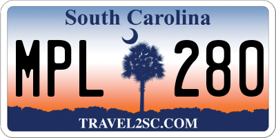 SC license plate MPL280