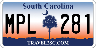 SC license plate MPL281