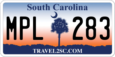 SC license plate MPL283