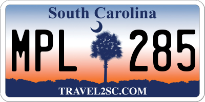 SC license plate MPL285