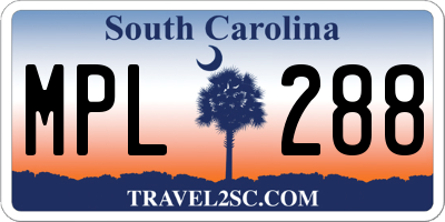 SC license plate MPL288