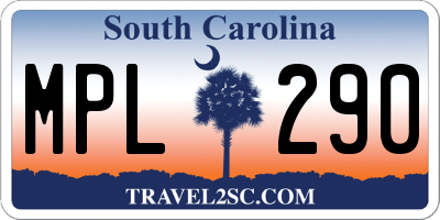 SC license plate MPL290